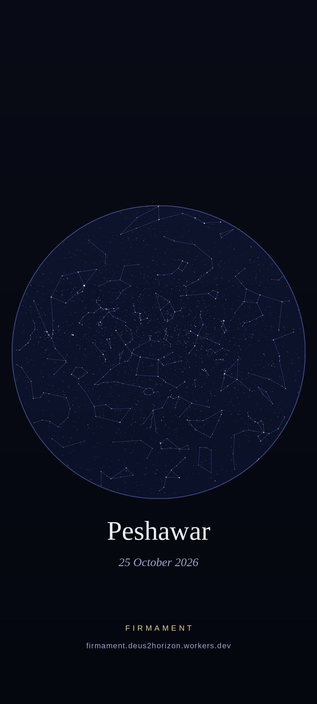 Night sky over Peshawar, Pakistan on 25 October 2026