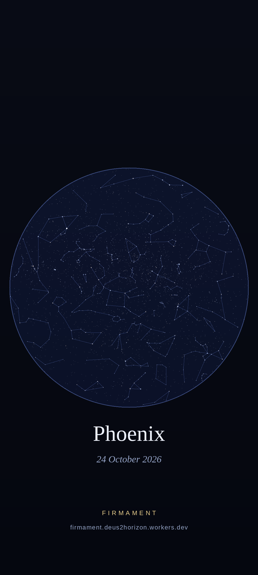 Night sky over Phoenix, United States on 24 October 2026