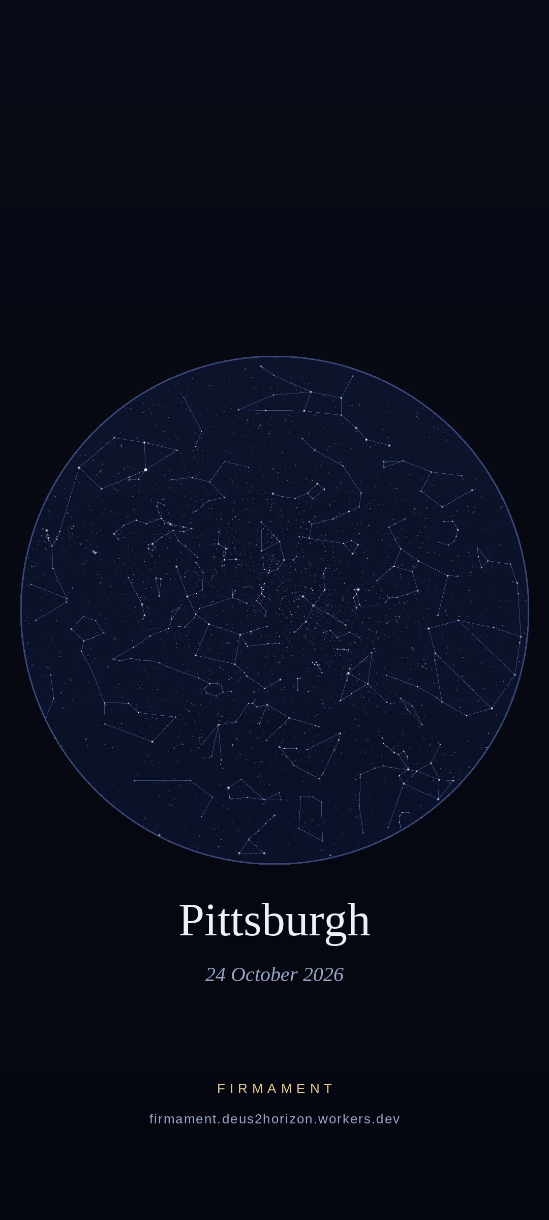 Night sky over Pittsburgh, United States on 24 October 2026