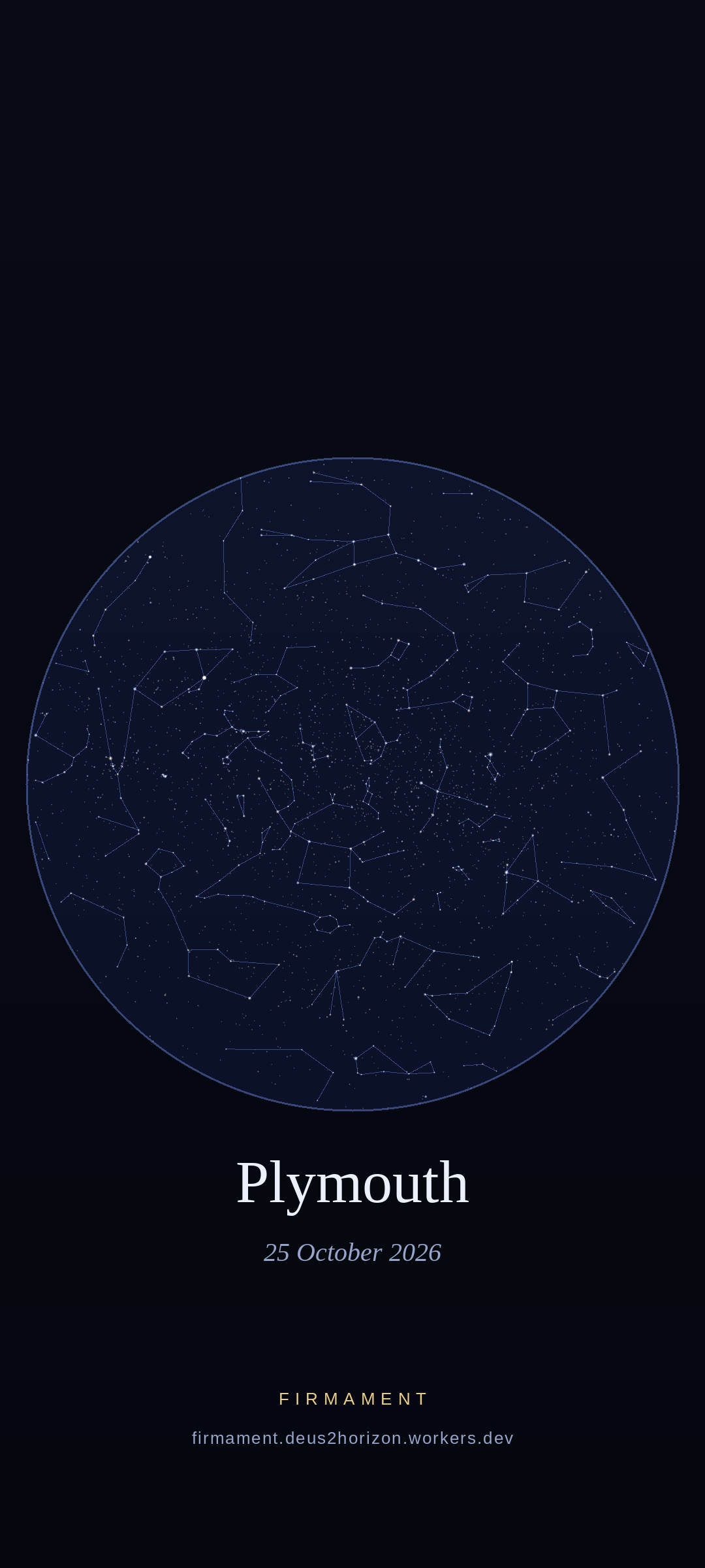 Night sky over Plymouth, United Kingdom on 25 October 2026