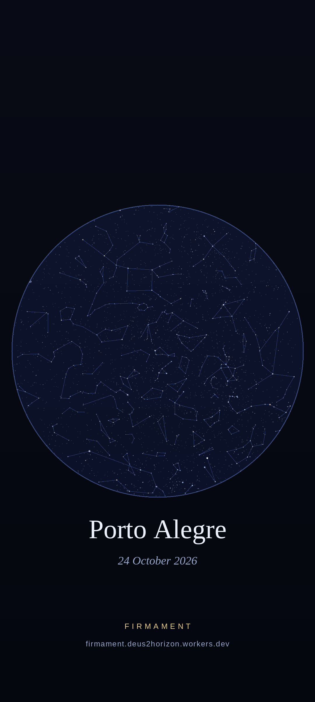 Night sky over Porto Alegre, Brazil on 24 October 2026