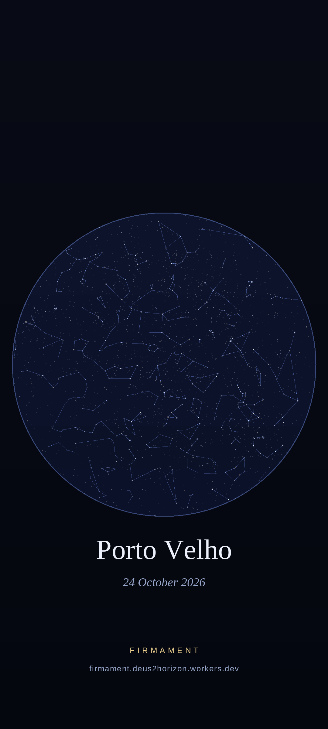 Night sky over Porto Velho, Brazil on 24 October 2026