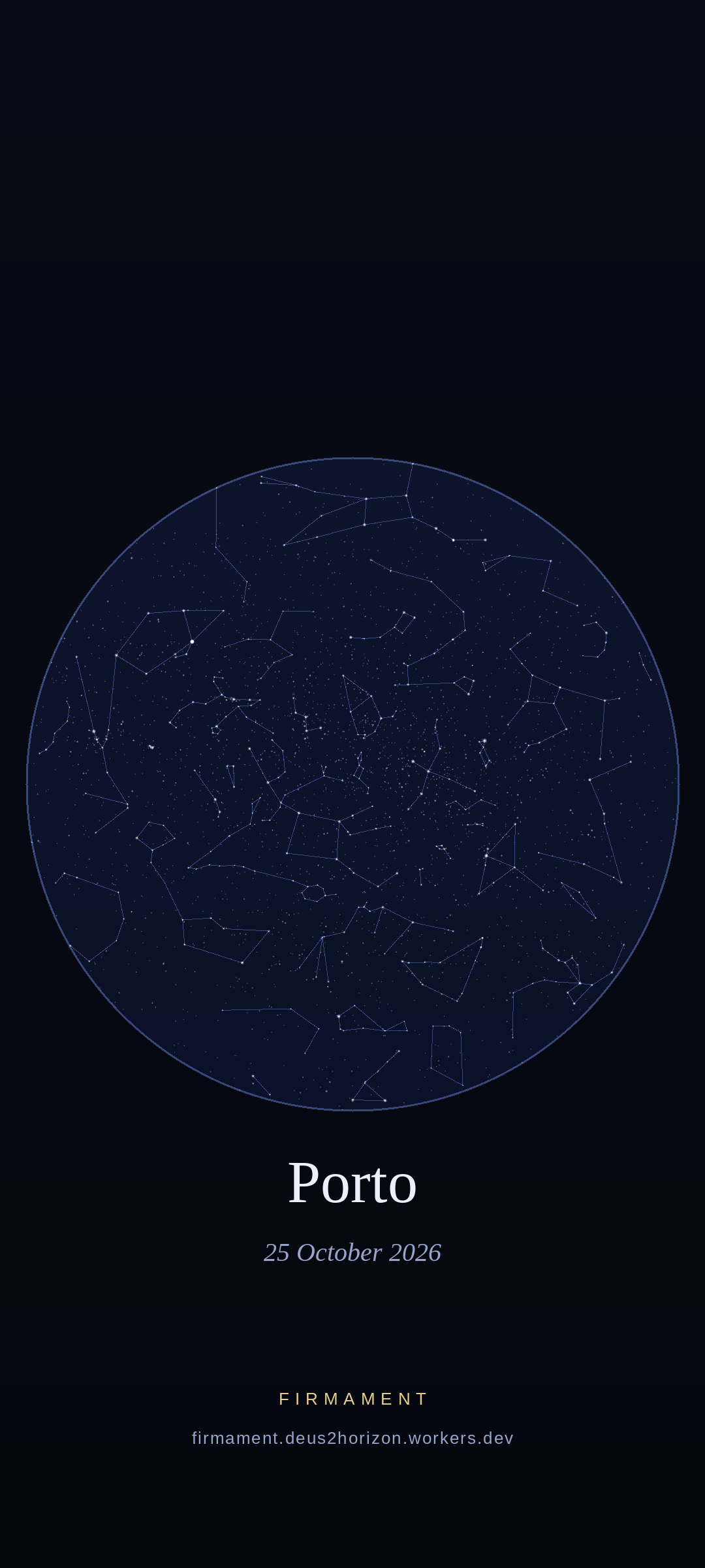 Night sky over Porto, Portugal on 25 October 2026