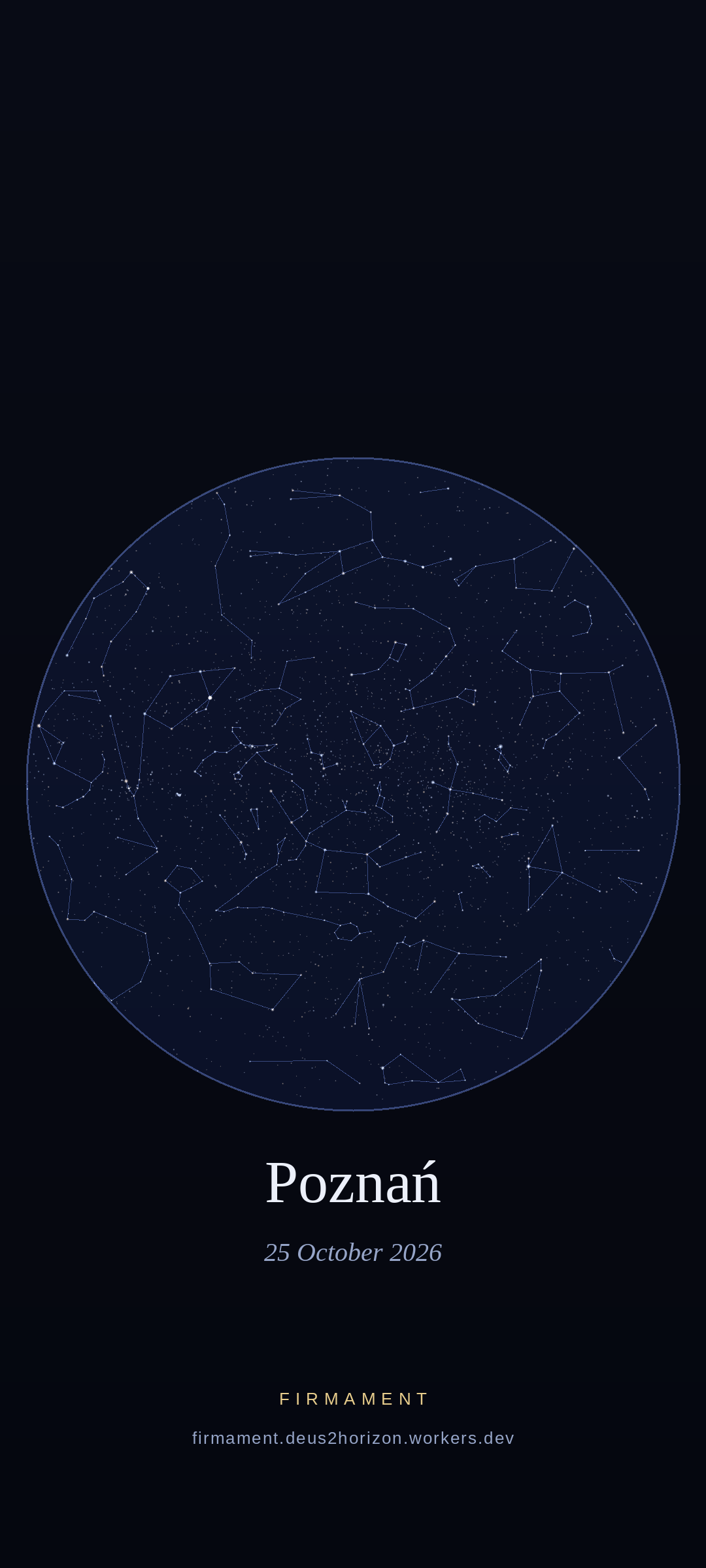 Night sky over Poznań, Poland on 25 October 2026