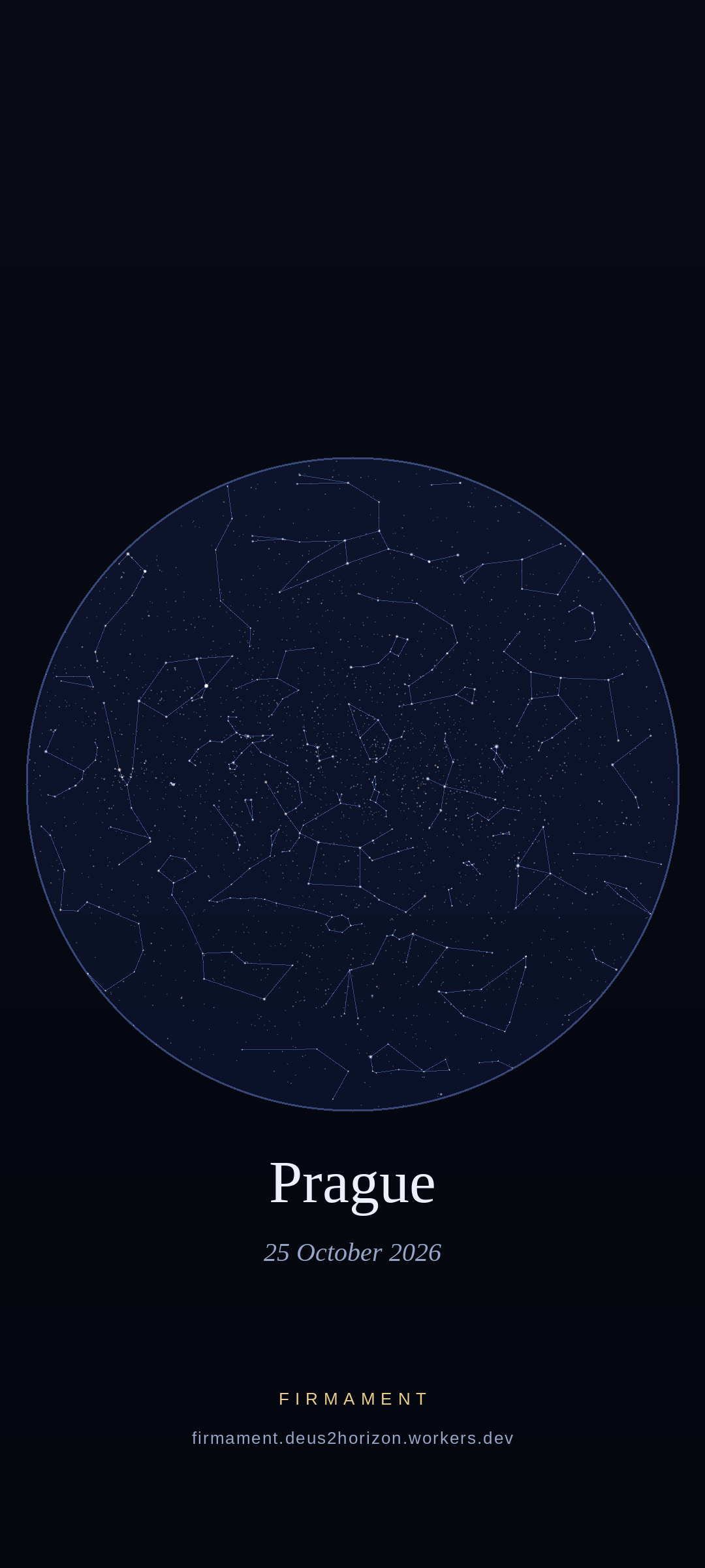 Night sky over Prague, Czechia on 25 October 2026