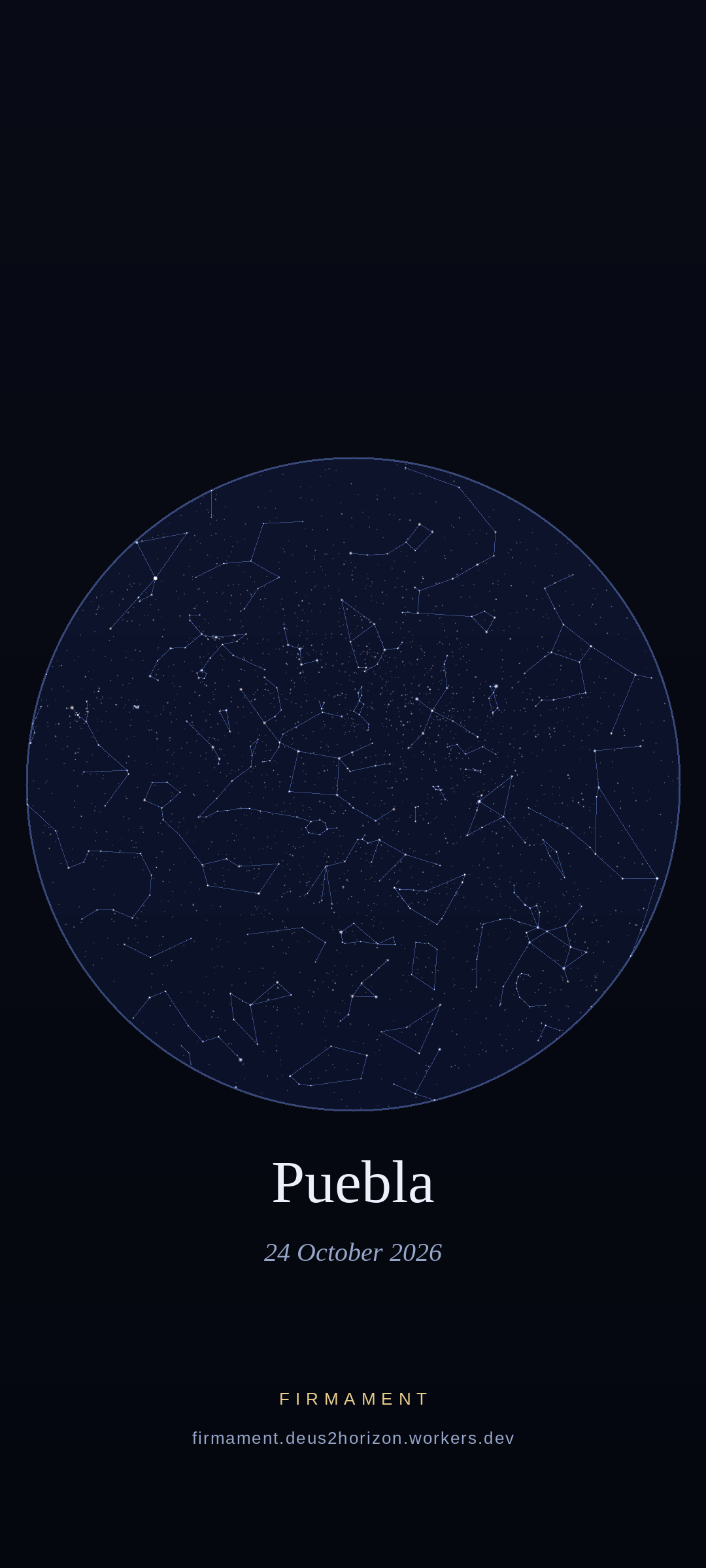 Night sky over Puebla, Mexico on 24 October 2026