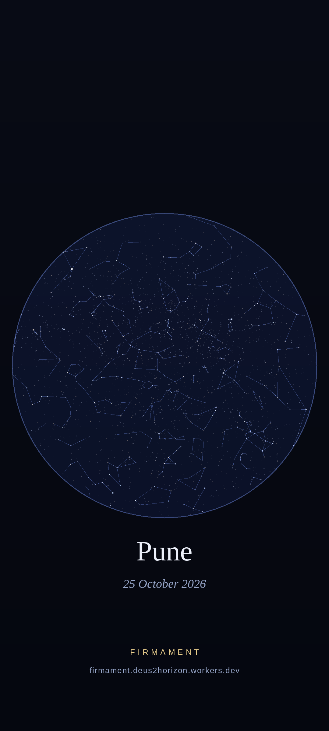 Night sky over Pune, India on 25 October 2026