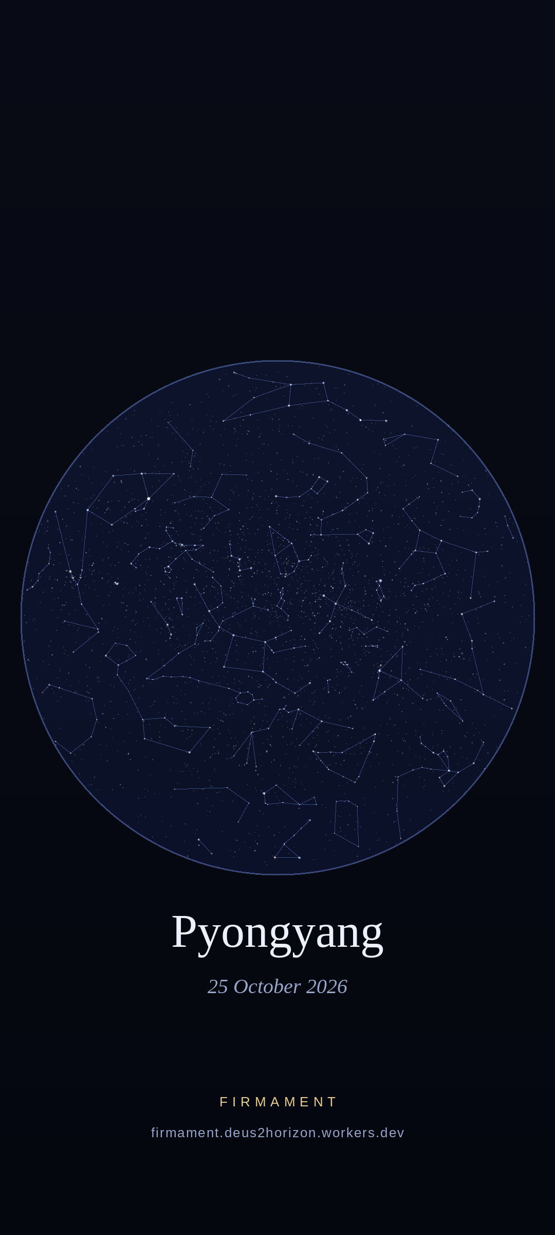 Night sky over Pyongyang, North Korea on 25 October 2026