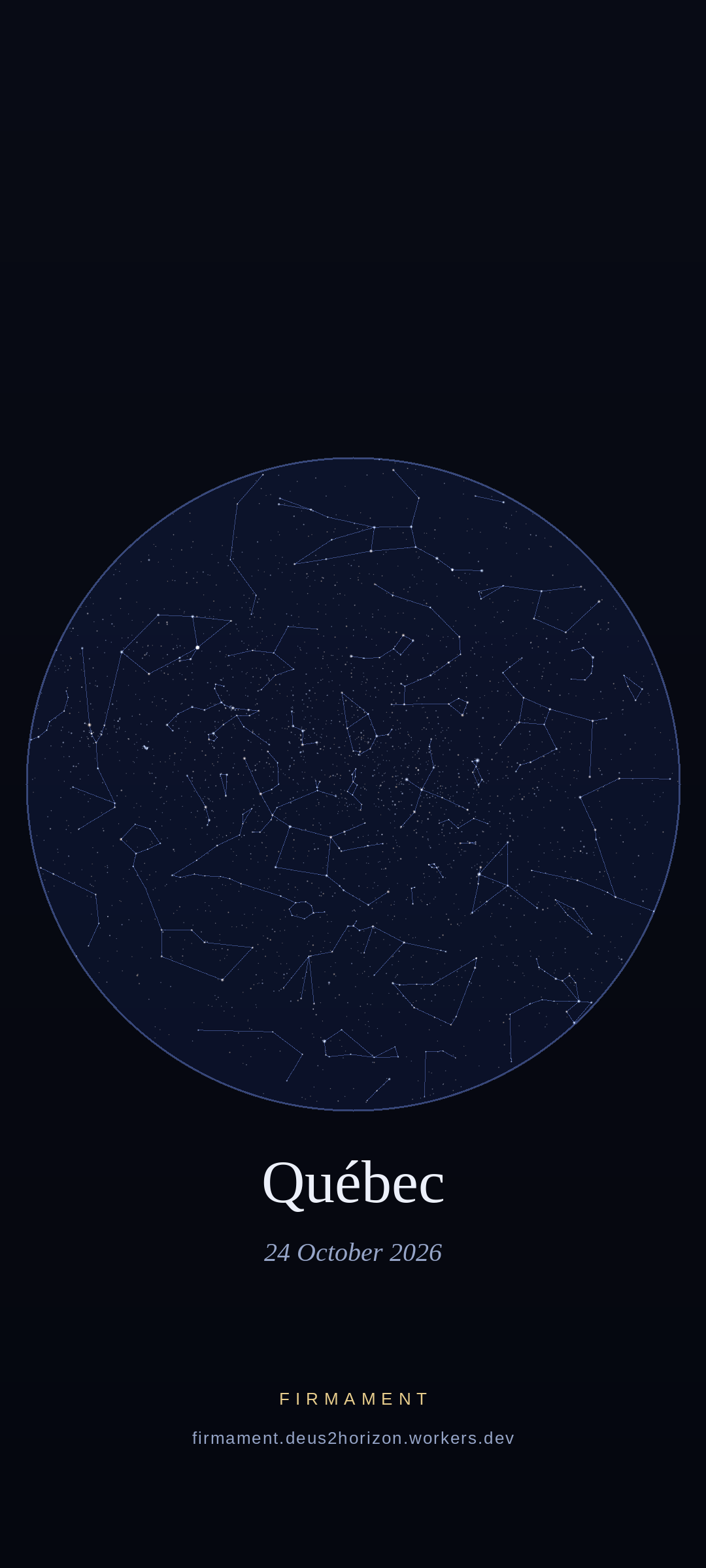Night sky over Québec, Canada on 24 October 2026
