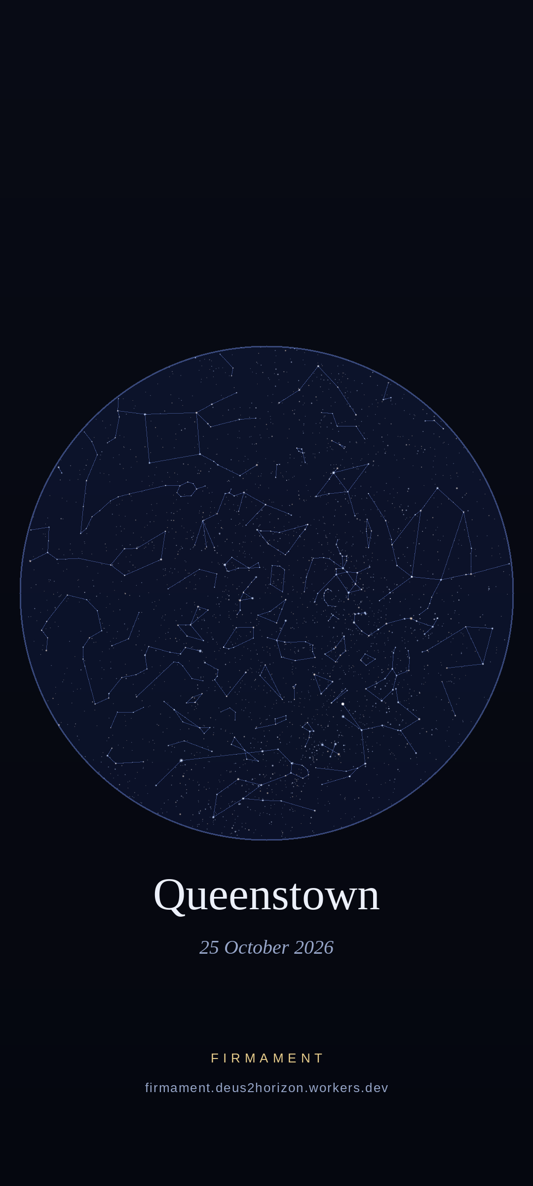 Night sky over Queenstown, New Zealand on 25 October 2026