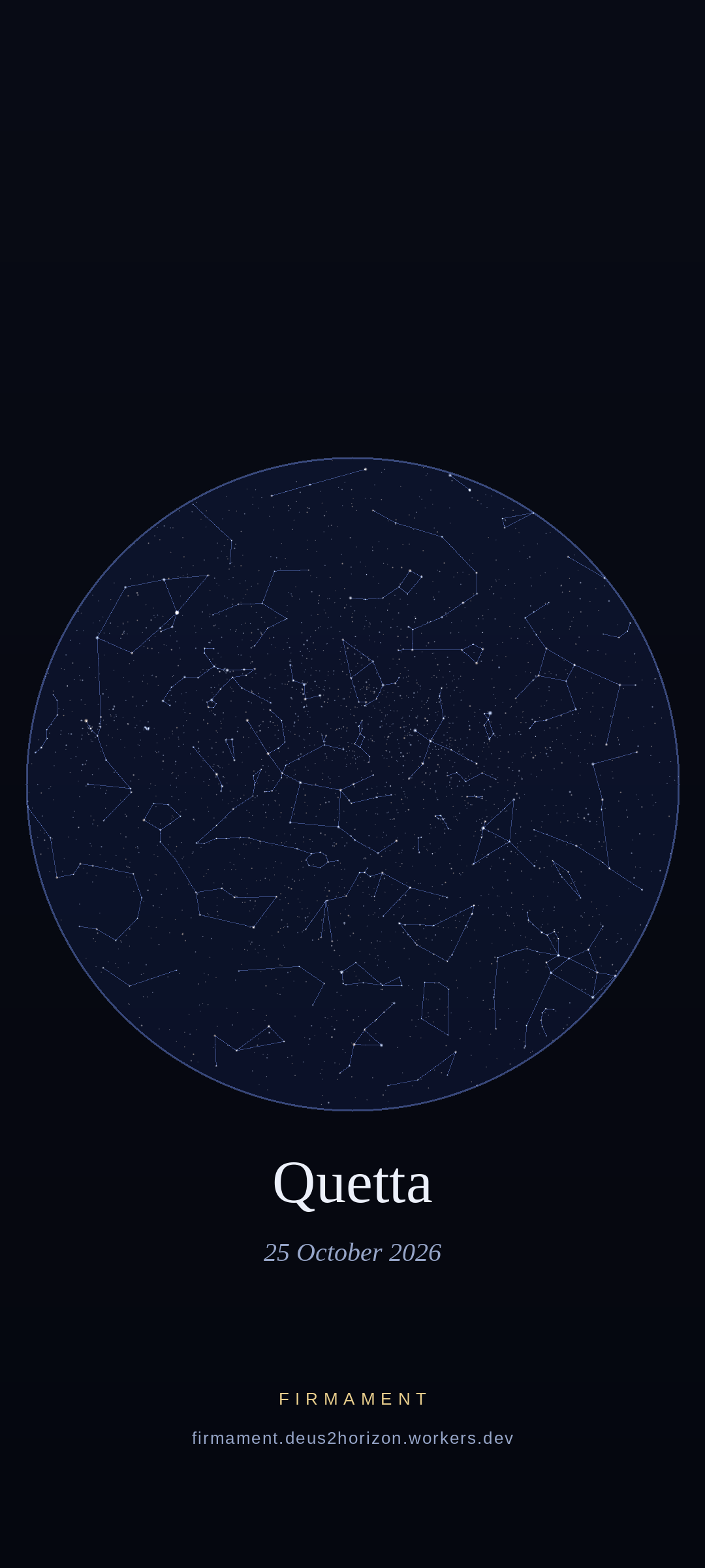 Night sky over Quetta, Pakistan on 25 October 2026
