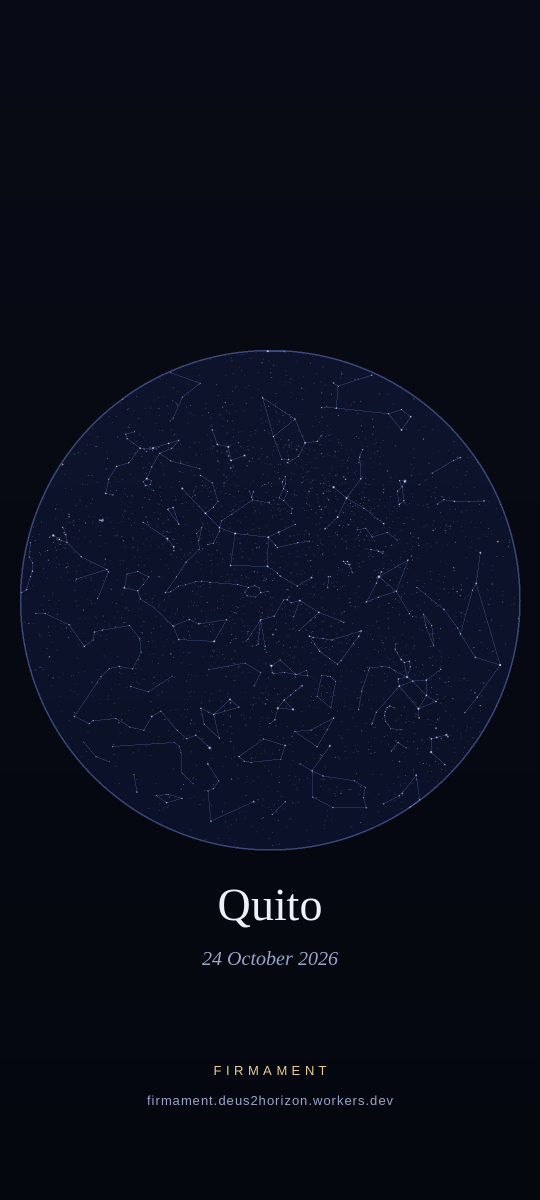 Night sky over Quito, Ecuador on 24 October 2026