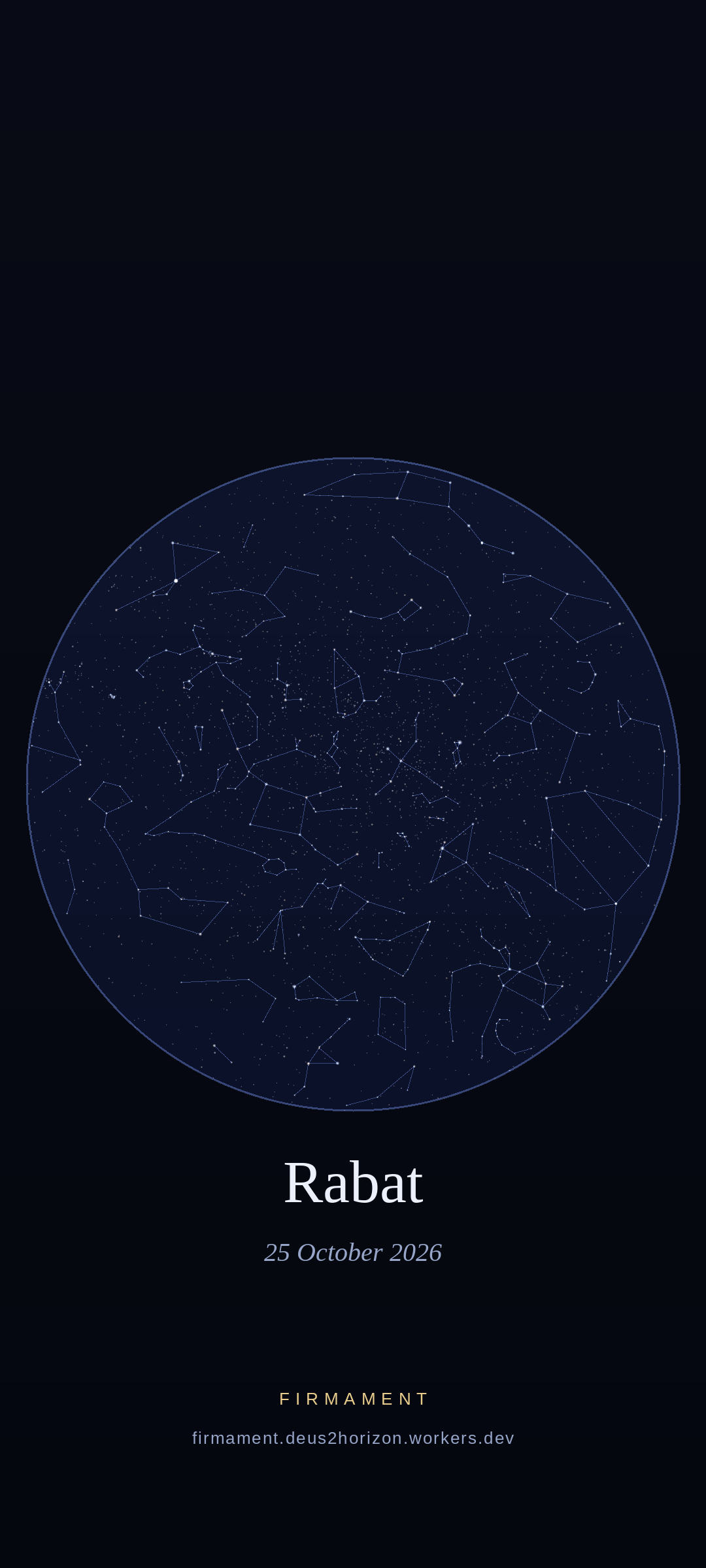 Night sky over Rabat, Morocco on 25 October 2026