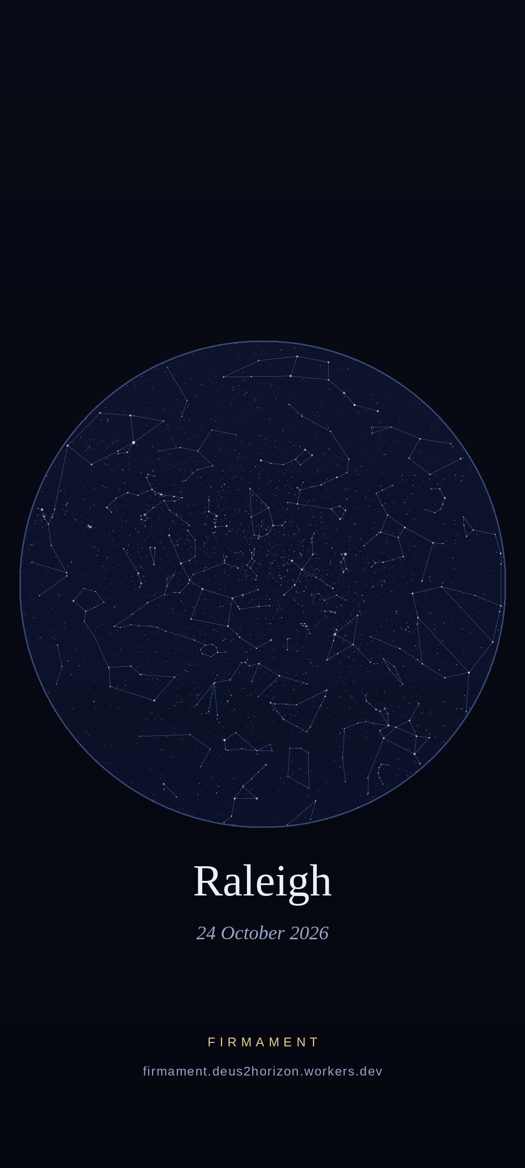 Night sky over Raleigh, United States on 24 October 2026