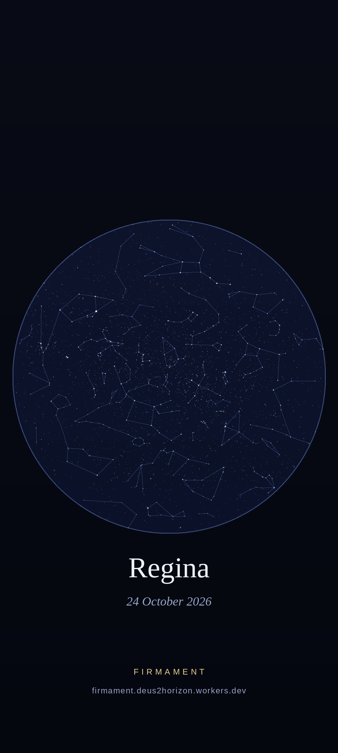 Cielo nocturno sobre Regina, Canada el 24 de octubre de 2026