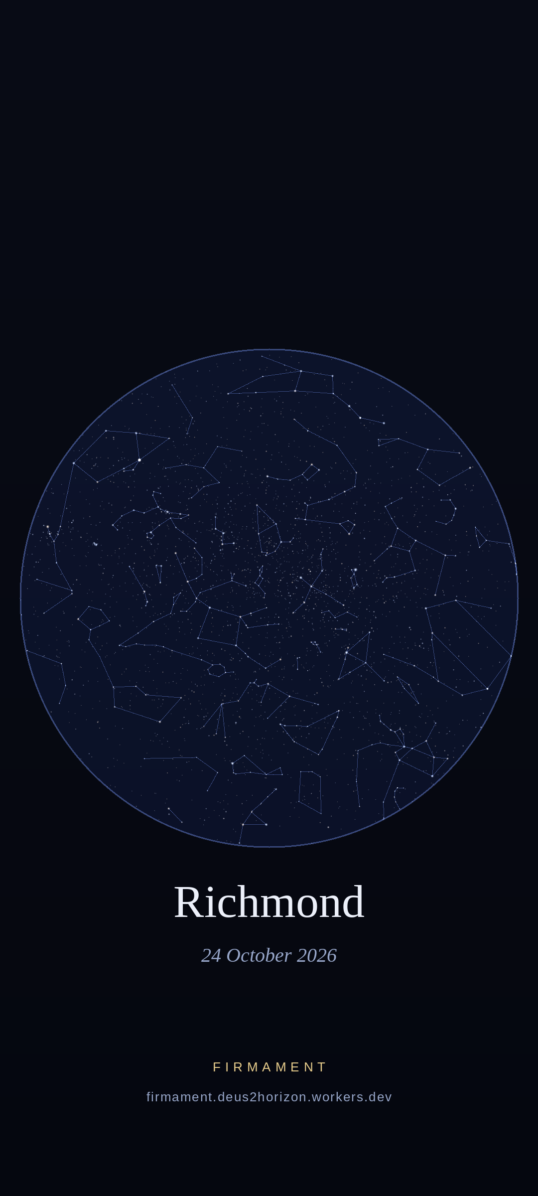Ciel nocturne au-dessus de Richmond, United States le 24 octobre 2026