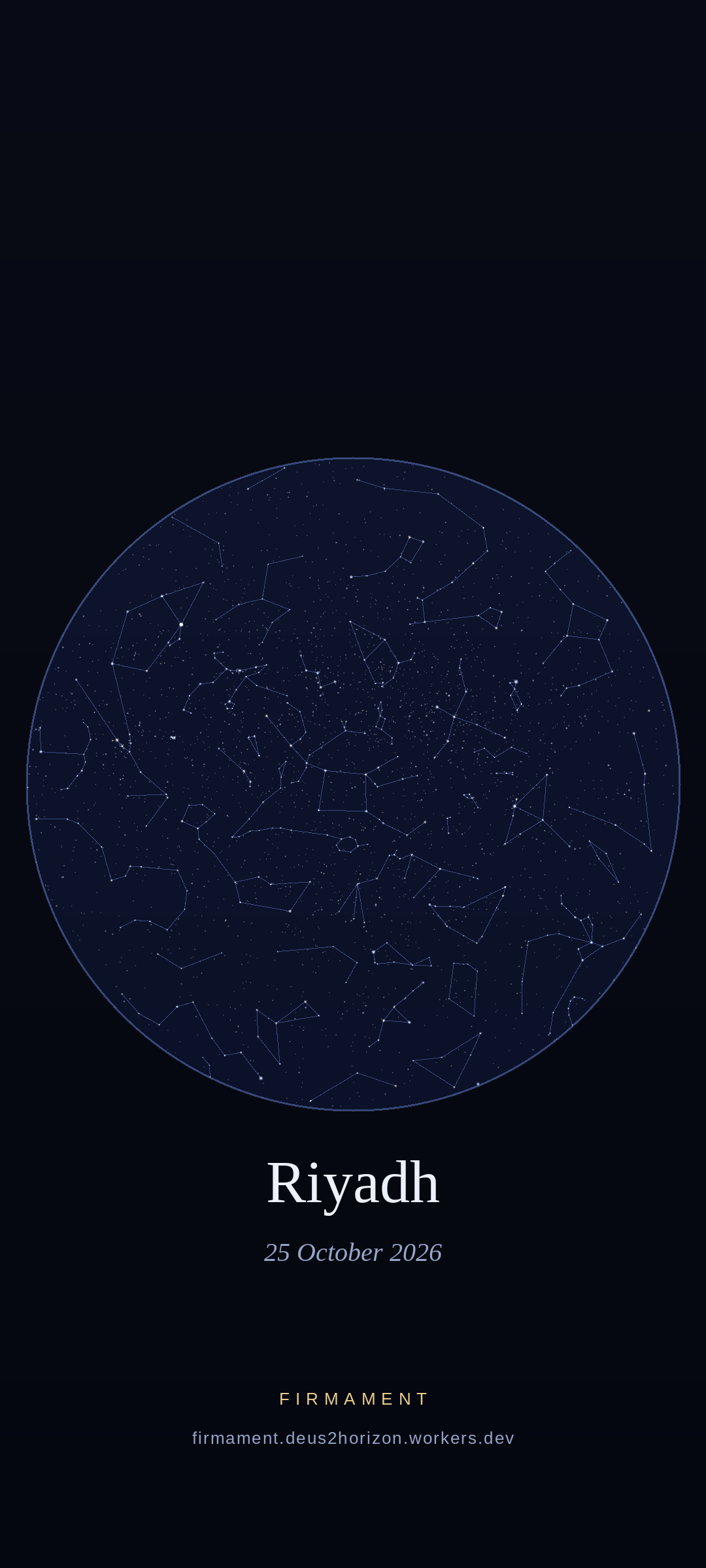 Night sky over Riyadh, Saudi Arabia on 25 October 2026