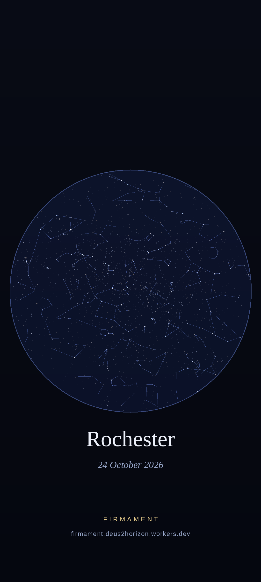 Ciel nocturne au-dessus de Rochester, United States le 24 octobre 2026