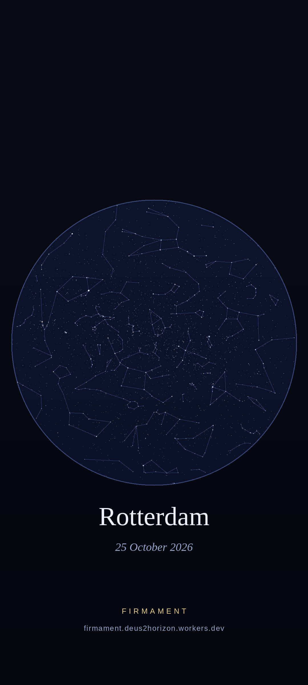 Céu noturno sobre Rotterdam, The Netherlands em 25 de outubro de 2026