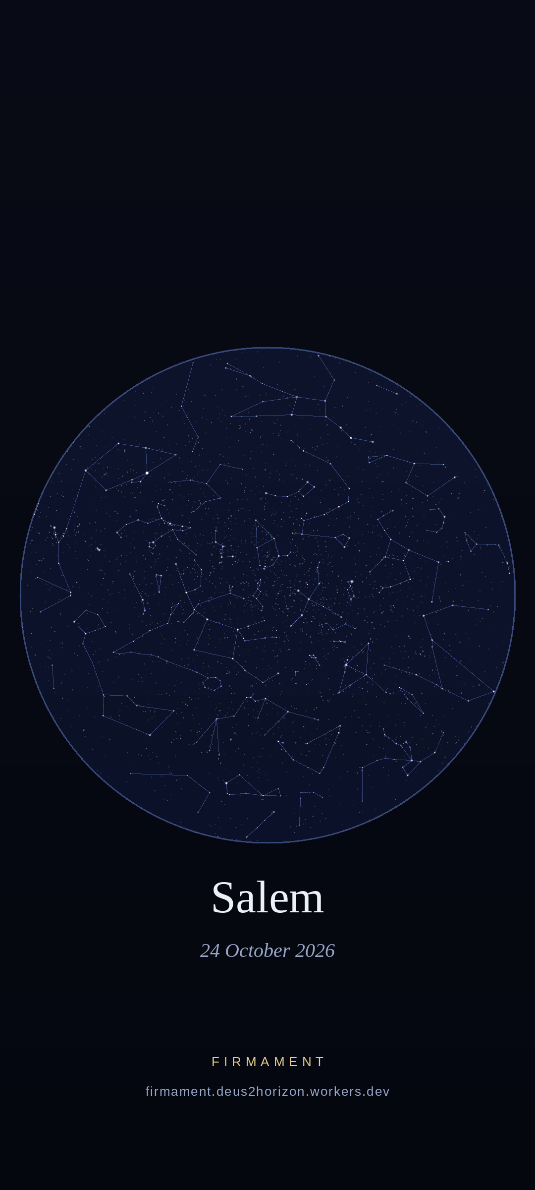 Night sky over Salem, United States on 24 October 2026