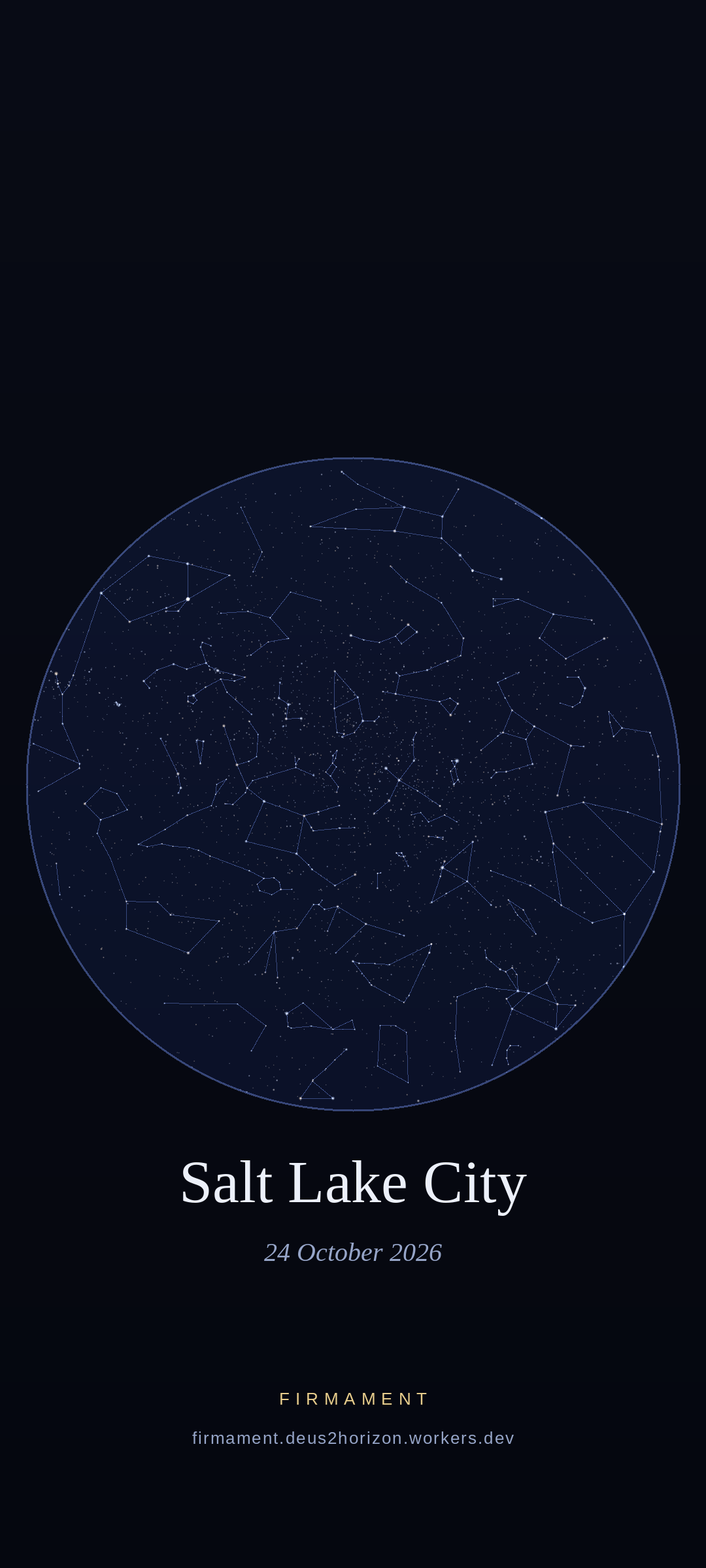 Night sky over Salt Lake City, United States on 24 October 2026