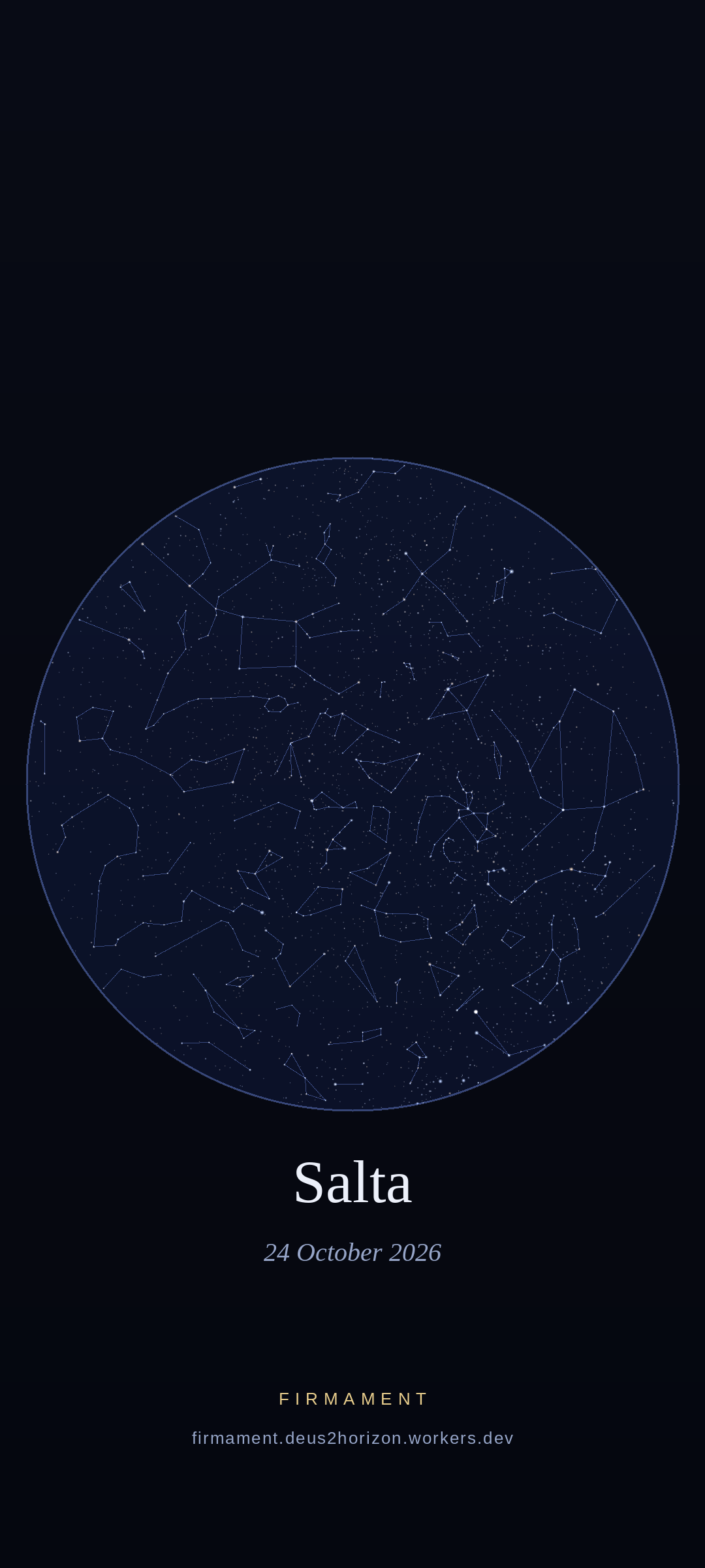 Night sky over Salta, Argentina on 24 October 2026