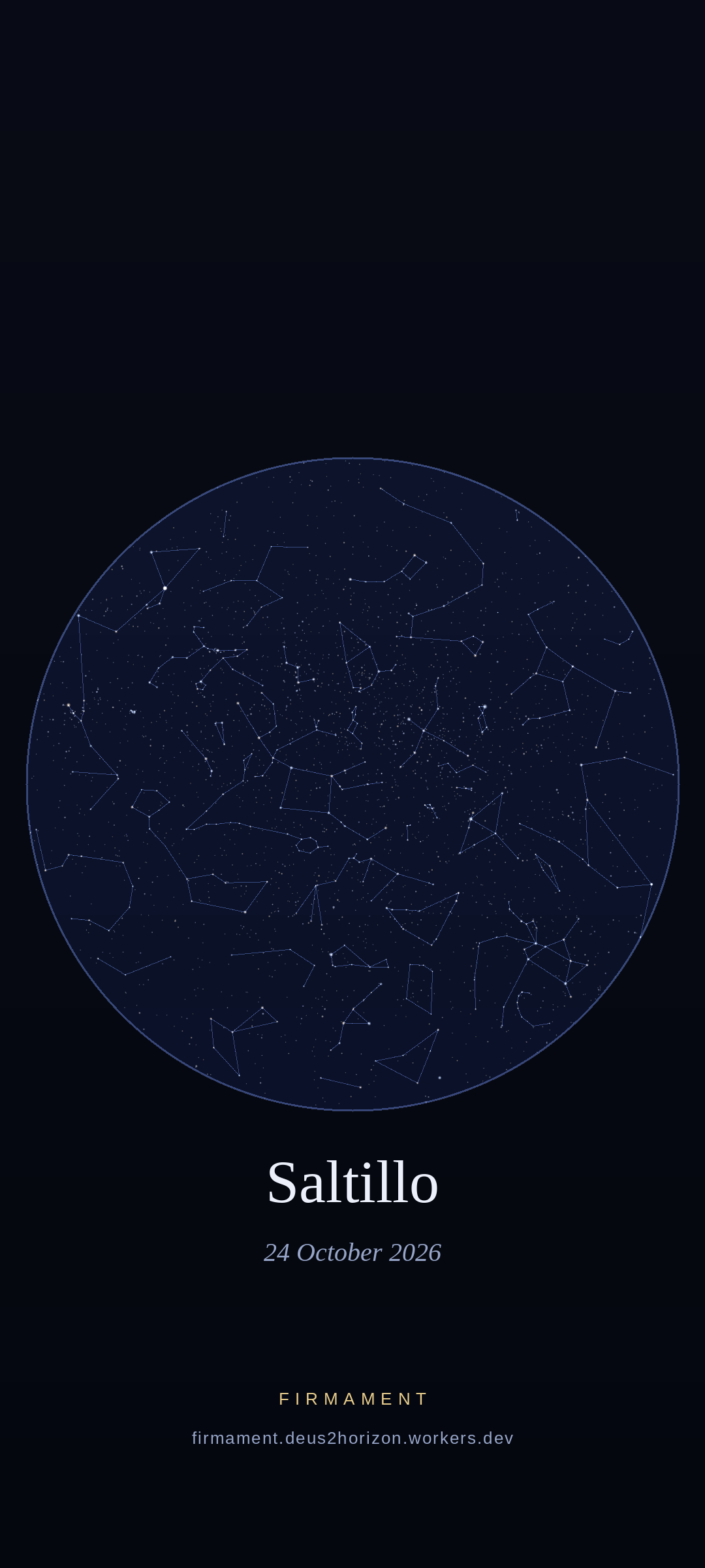 Night sky over Saltillo, Mexico on 24 October 2026