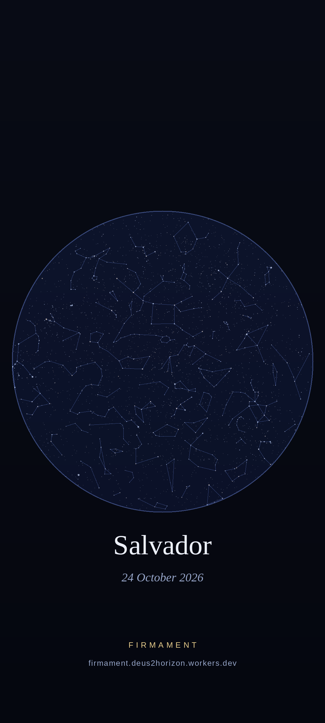 Céu noturno sobre Salvador, Brazil em 24 de outubro de 2026