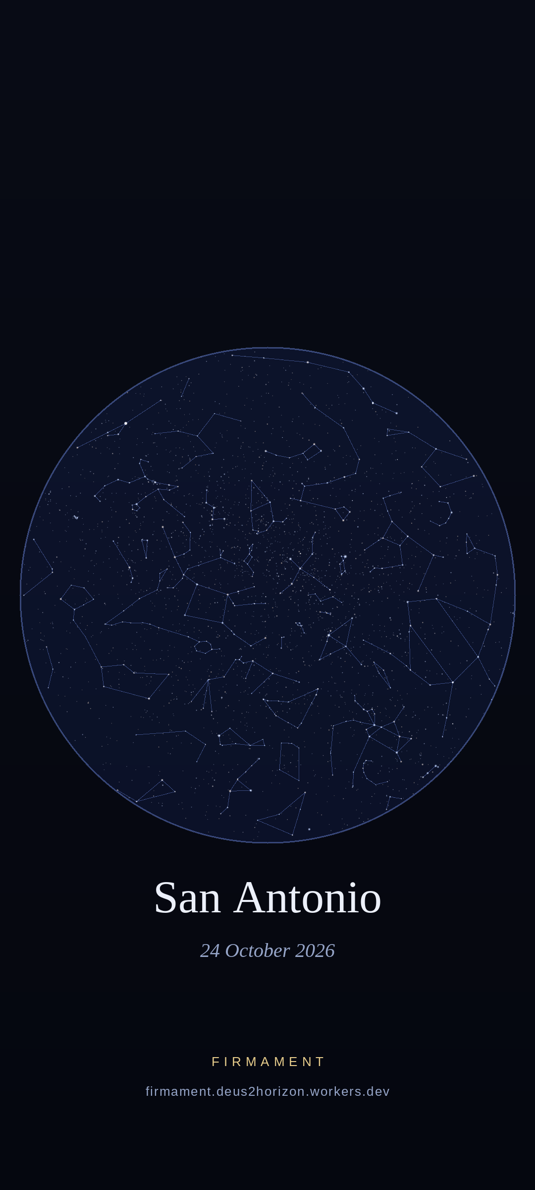 Ciel nocturne au-dessus de San Antonio, United States le 24 octobre 2026