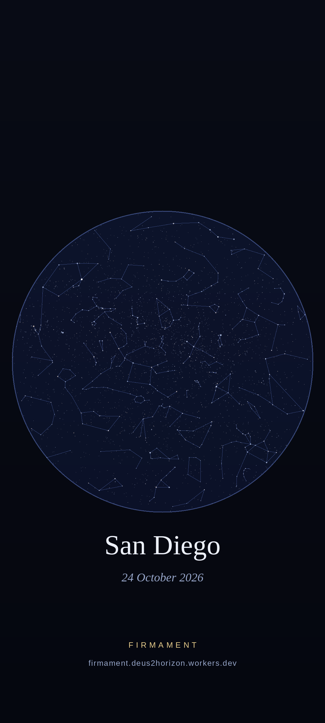Ciel nocturne au-dessus de San Diego, United States le 24 octobre 2026