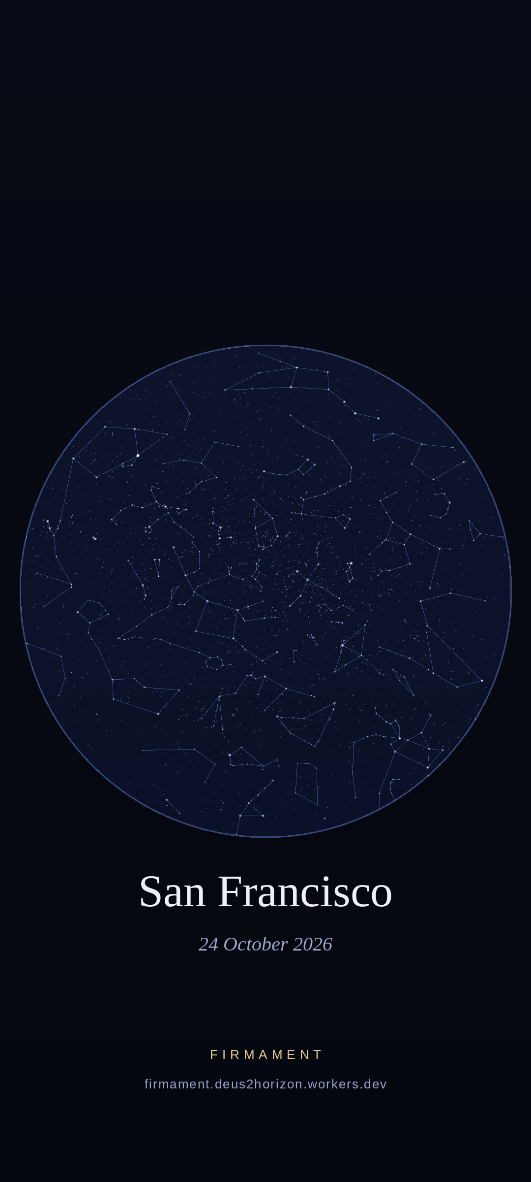 Night sky over San Francisco, United States on 24 October 2026