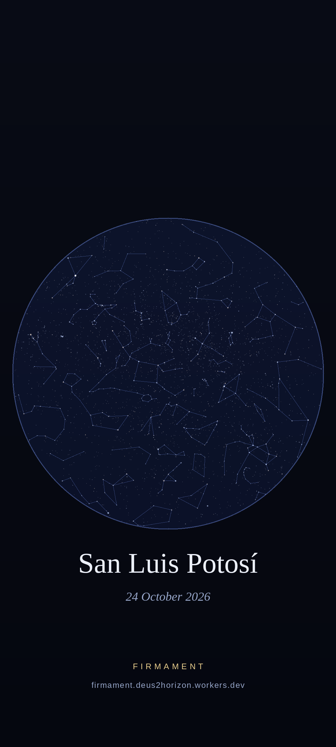 Night sky over San Luis Potosí, Mexico on 24 October 2026