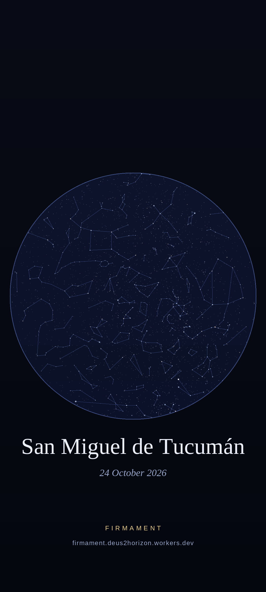 Cielo nocturno sobre San Miguel de Tucumán, Argentina el 24 de octubre de 2026