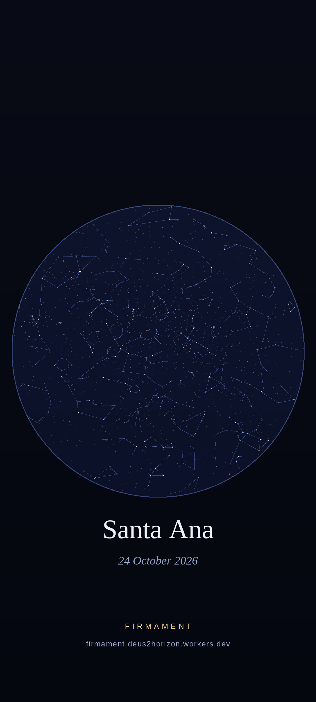 Ciel nocturne au-dessus de Santa Ana, United States le 24 octobre 2026
