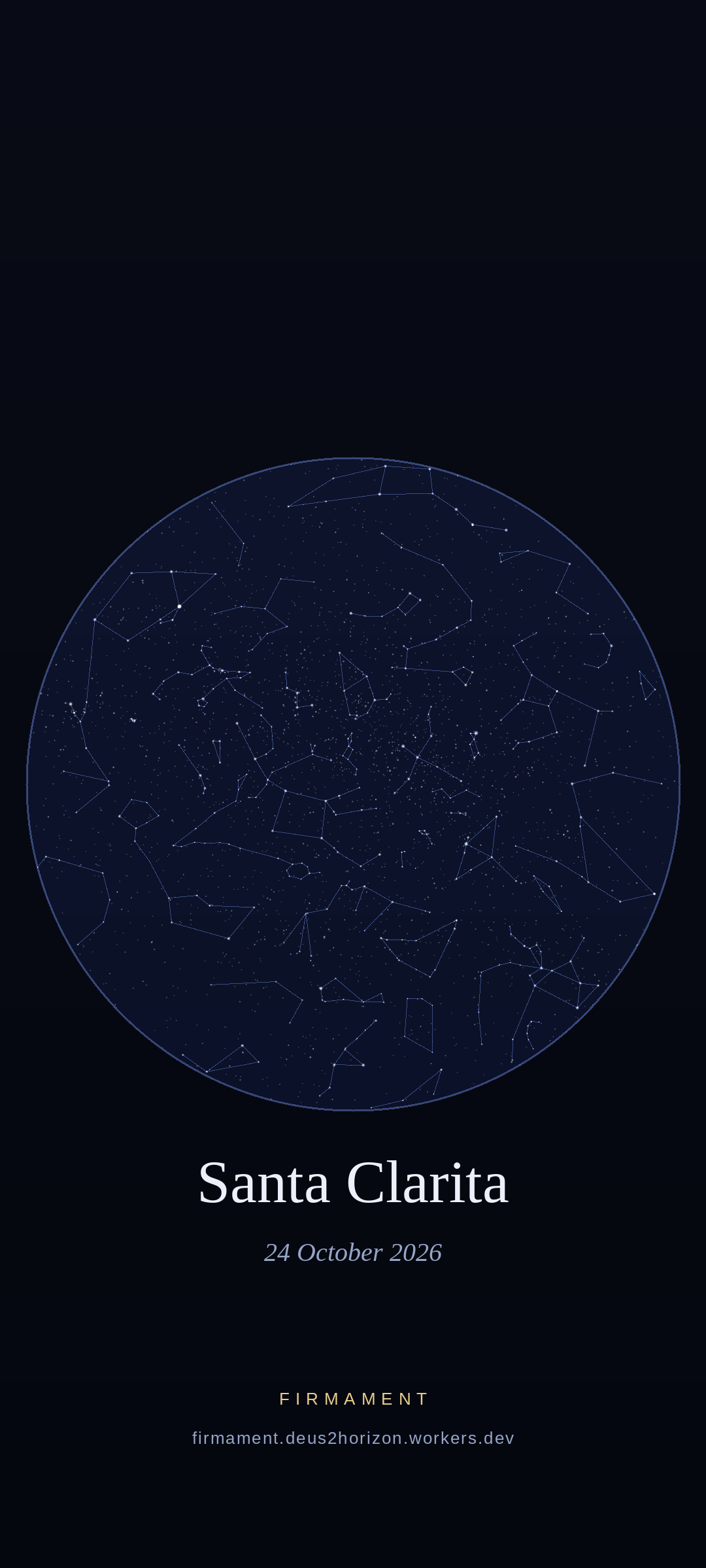 Night sky over Santa Clarita, United States on 24 October 2026