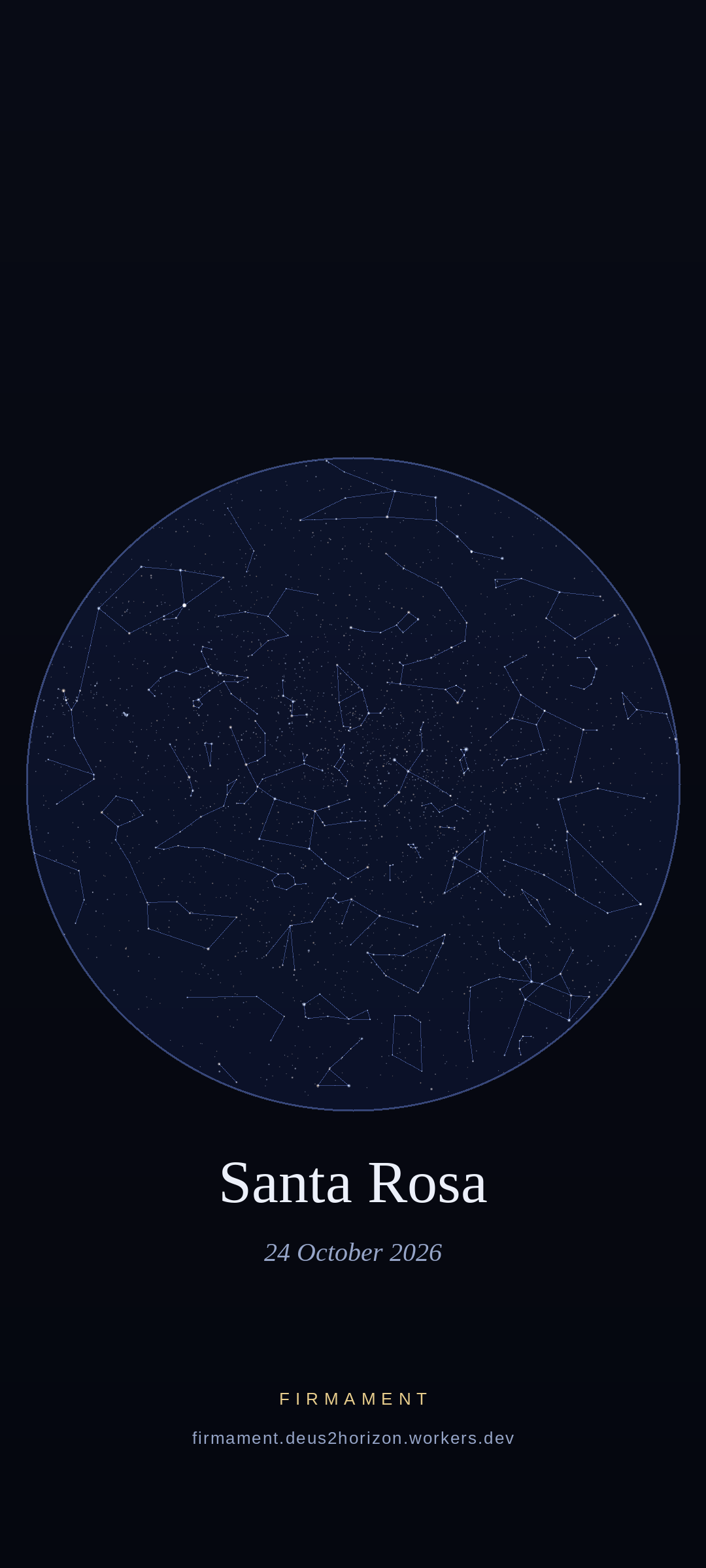 Night sky over Santa Rosa, United States on 24 October 2026