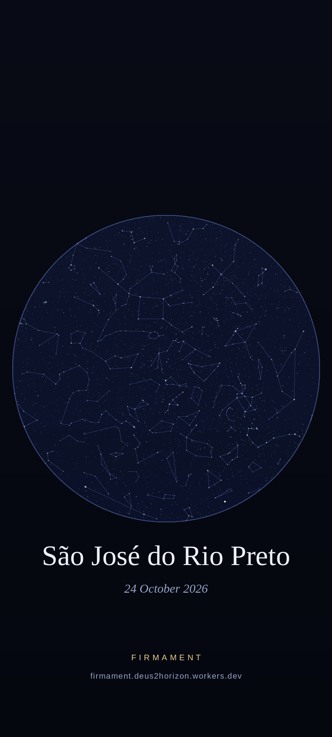 Nachthimmel über São José do Rio Preto, Brazil am 24. Oktober 2026
