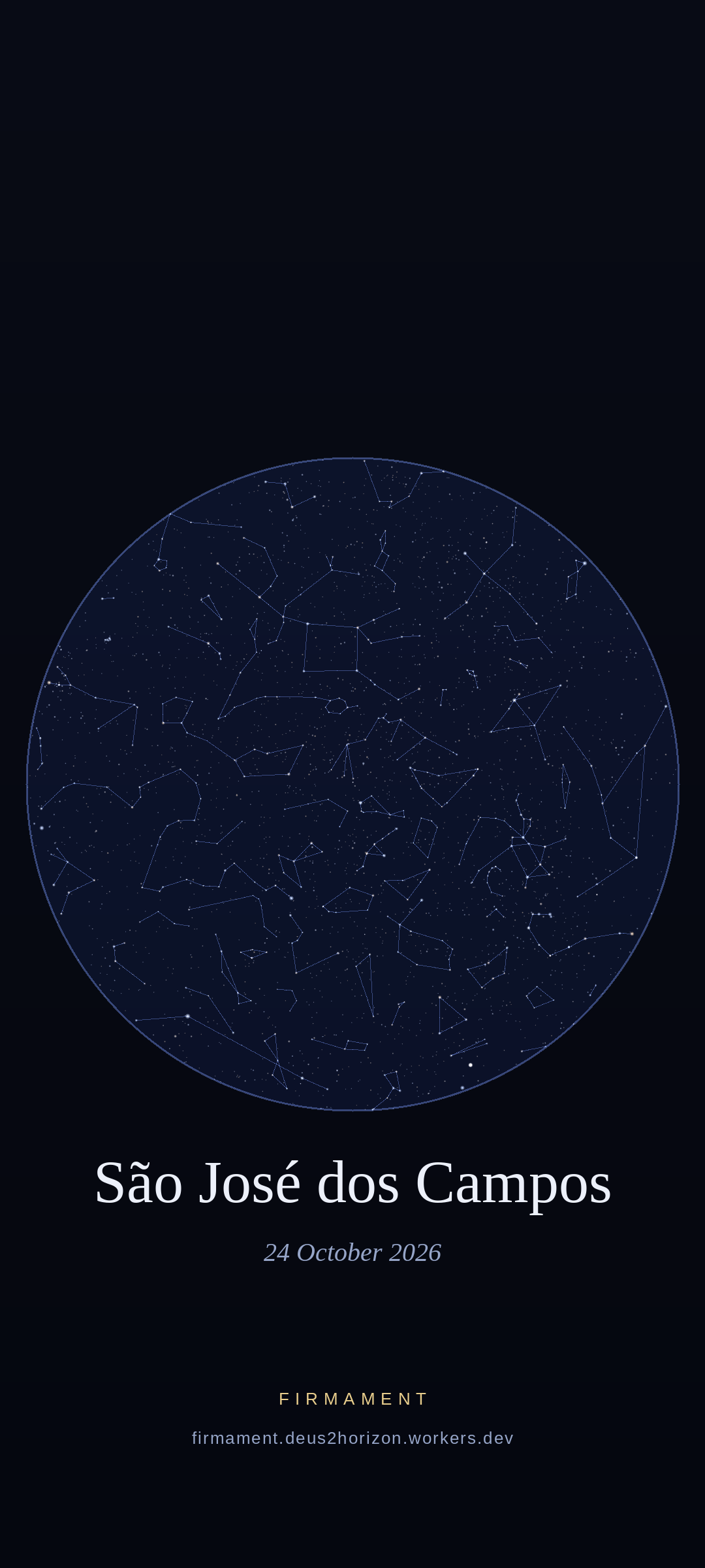 Night sky over São José dos Campos, Brazil on 24 October 2026