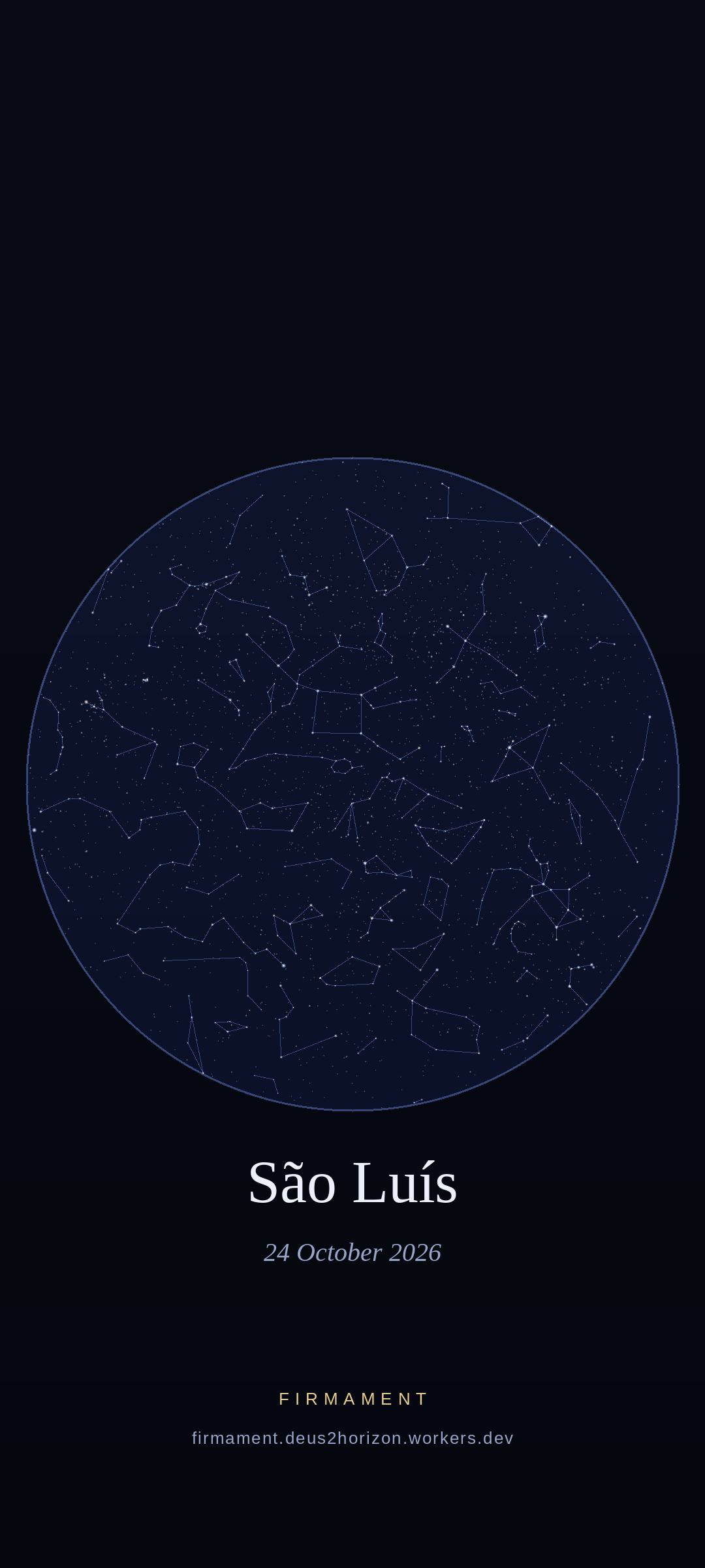 Cielo nocturno sobre São Luís, Brazil el 24 de octubre de 2026