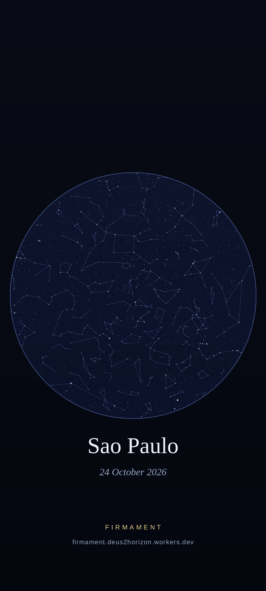 Night sky over Sao Paulo, Brazil on 24 October 2026