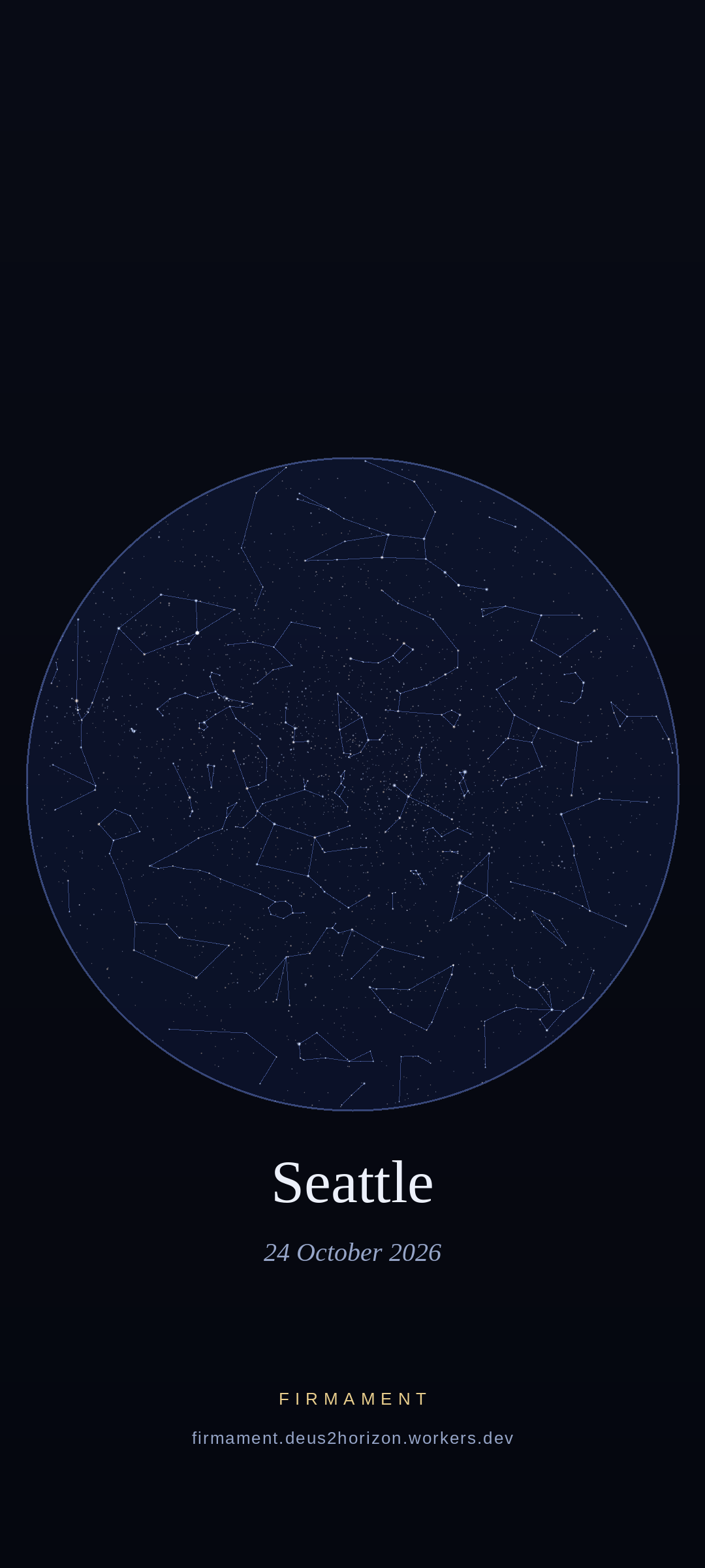 Night sky over Seattle, United States on 24 October 2026