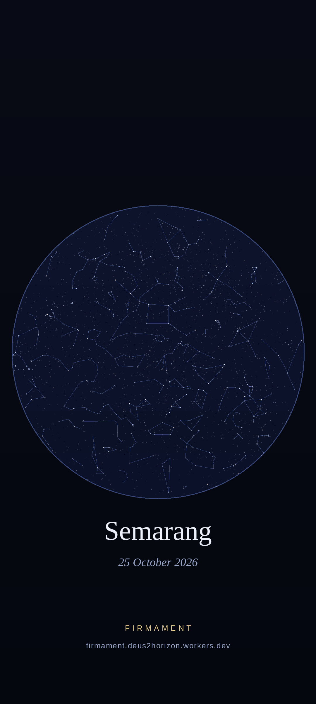 Night sky over Semarang, Indonesia on 25 October 2026
