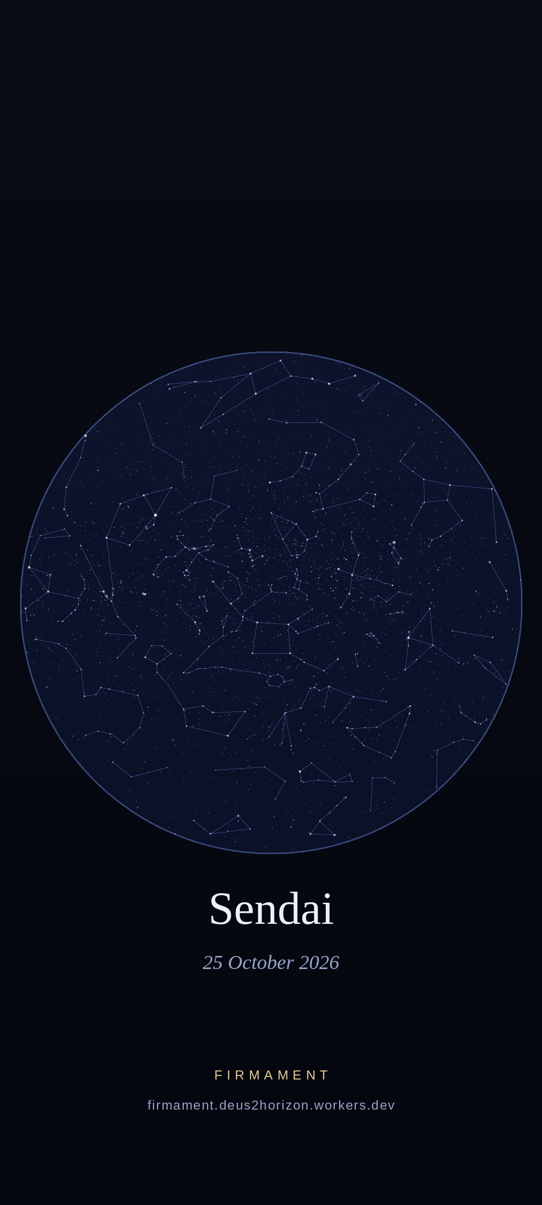 Night sky over Sendai, Japan on 25 October 2026
