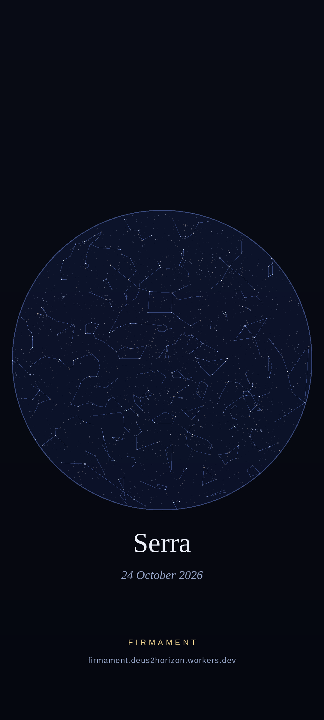 Night sky over Serra, Brazil on 24 October 2026