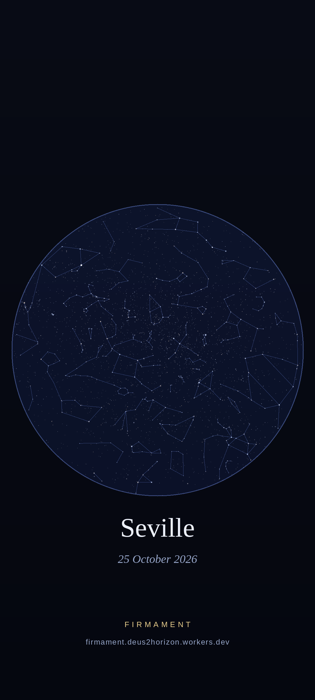Night sky over Seville, Spain on 25 October 2026