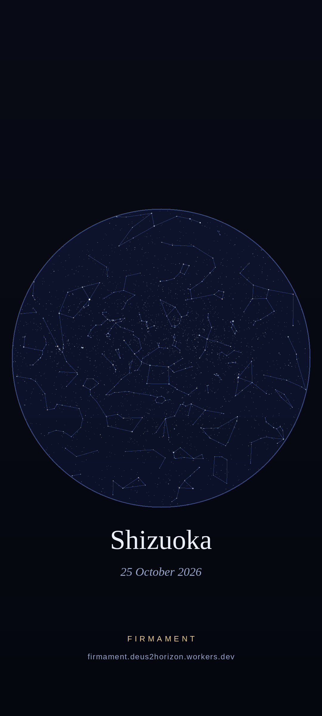 Night sky over Shizuoka, Japan on 25 October 2026