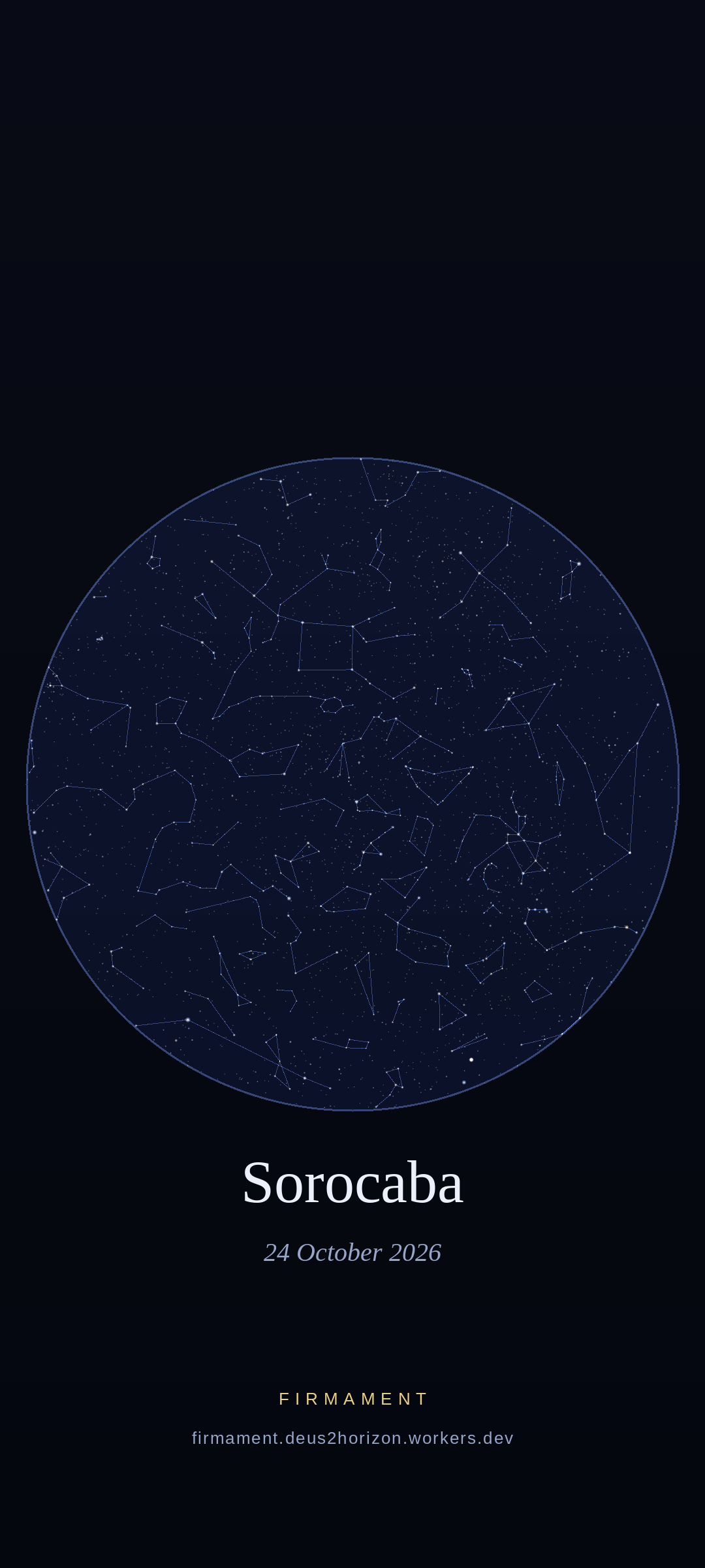 Night sky over Sorocaba, Brazil on 24 October 2026