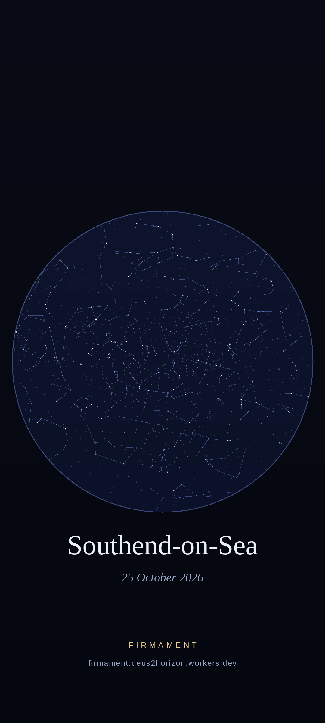 Night sky over Southend-on-Sea, United Kingdom on 25 October 2026