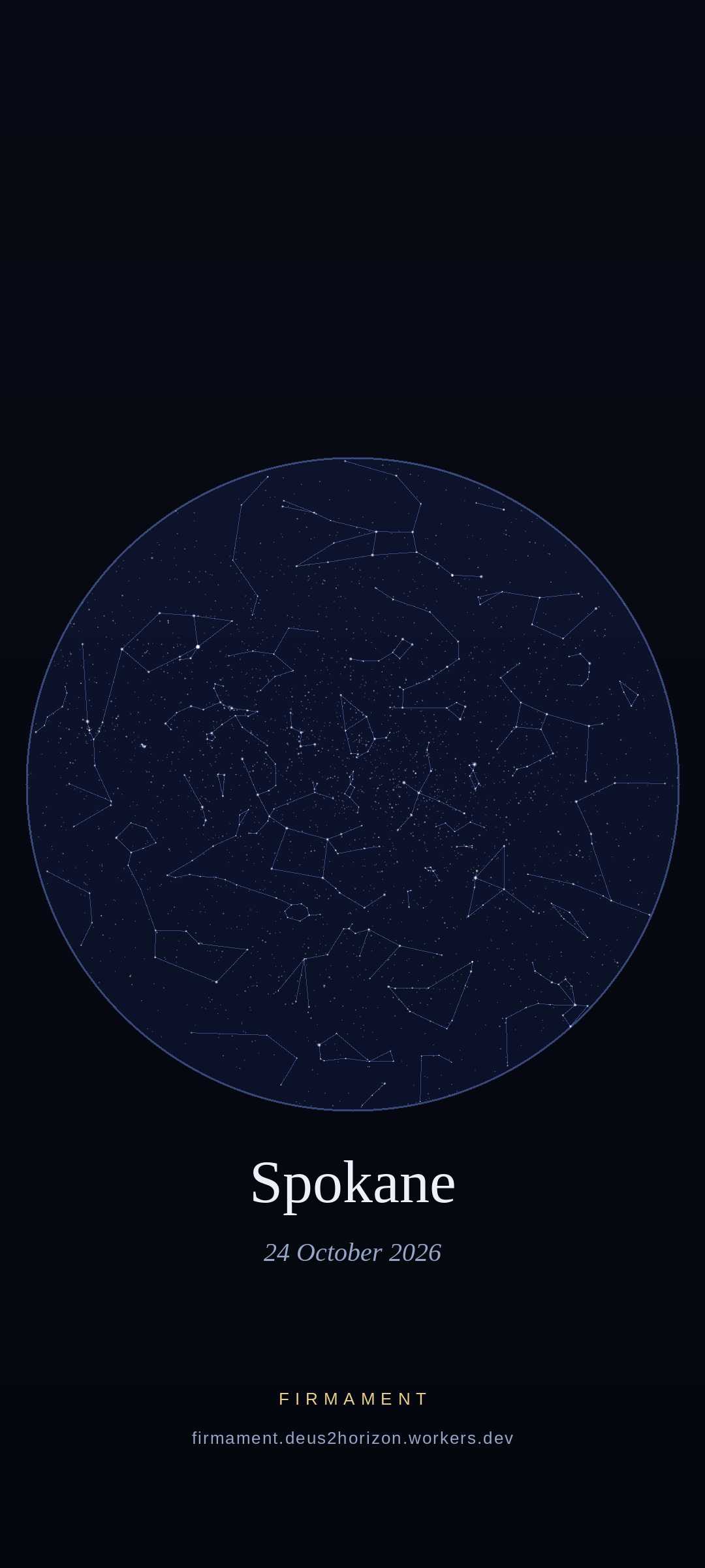 Night sky over Spokane, United States on 24 October 2026