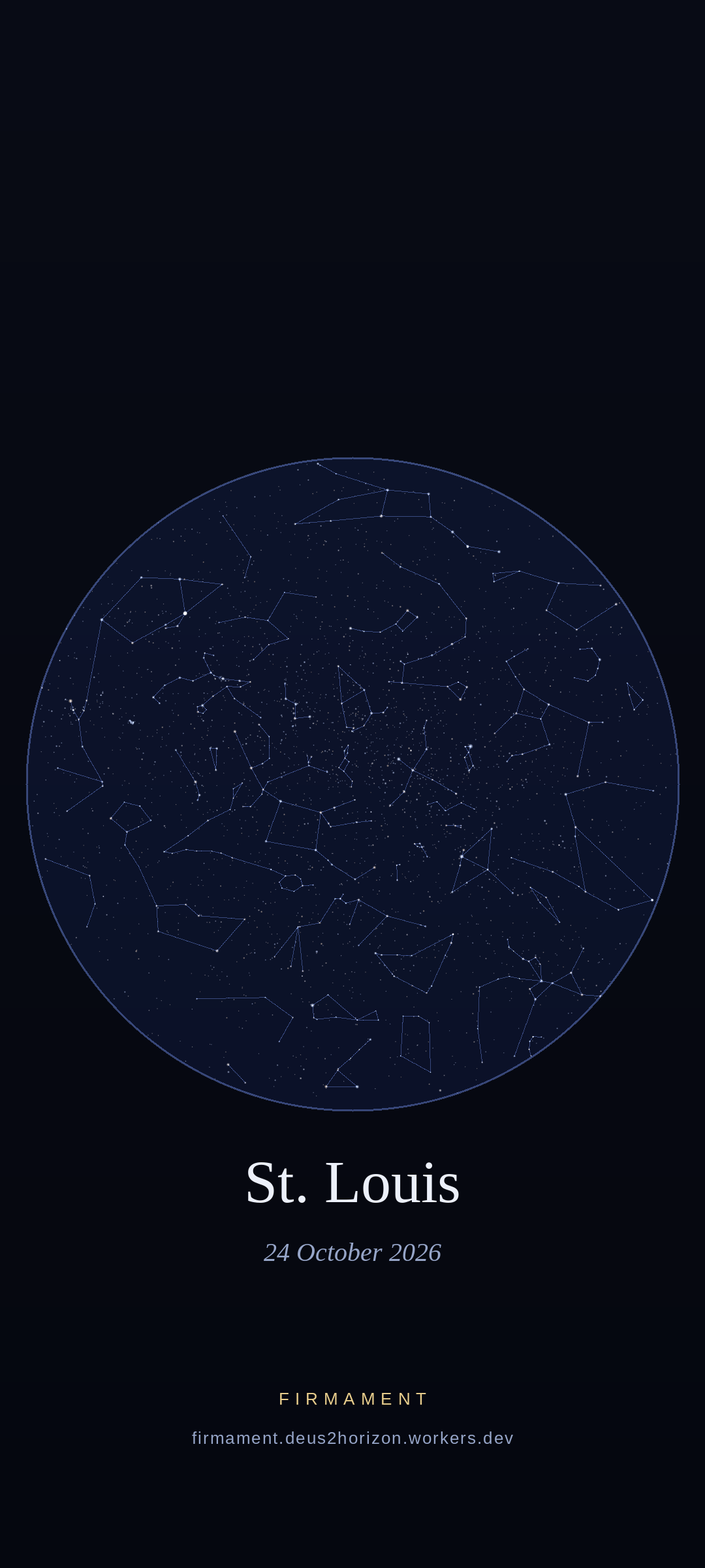 Céu noturno sobre St. Louis, United States em 24 de outubro de 2026